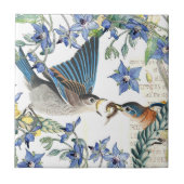 Audubon Drossel-Vögelborage-Blumen-Fliese Fliese (Vorderseite)