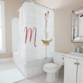 Audubon-Gelbvogel auf Blume mit Monogramm Duschvorhang (Beispiel)