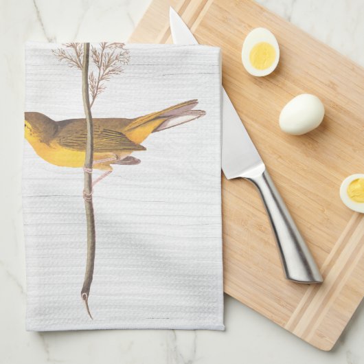 Audubon-Gelbvogel auf Blume mit Monogramm Geschirrtuch (Viertel Falte)