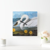 Audubon: Gemeiner Schwan Quadratische Wanduhr (Zuhause)