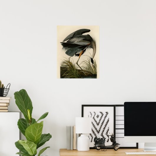 Audubon Great Blue Heron Marsh Bird Poster (Heimbüro)