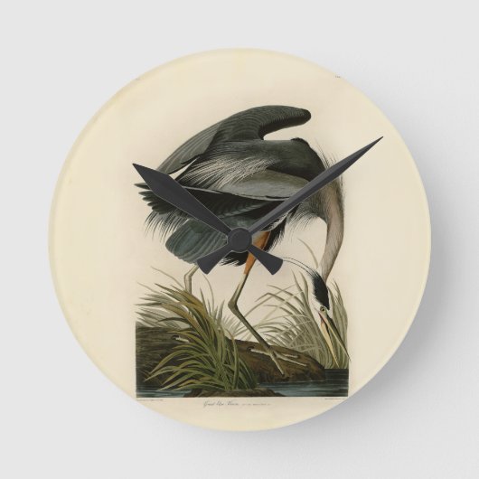 Audubon Great Blue Heron Marsh Bird Runde Wanduhr (Vorderseite)