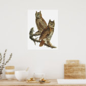 Audubon Great Horned Owls Poster oder Print (Küche)