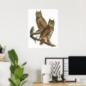 Audubon Great Horned Owls Poster oder Print (Heimbüro)