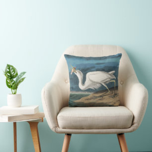 Audubon Großer Weißer Reiher: Vintage Küsten Vogel Kissen