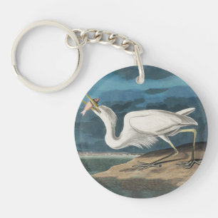 Audubon Großer Weißer Reiher: Vintage Küsten Vogel Schlüsselanhänger