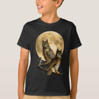 Audubon großes gehörnte Eulen-Mond-Shirt Halloween