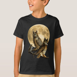 Audubon großes gehörnte Eulen-Mond-Shirt Halloween T-Shirt