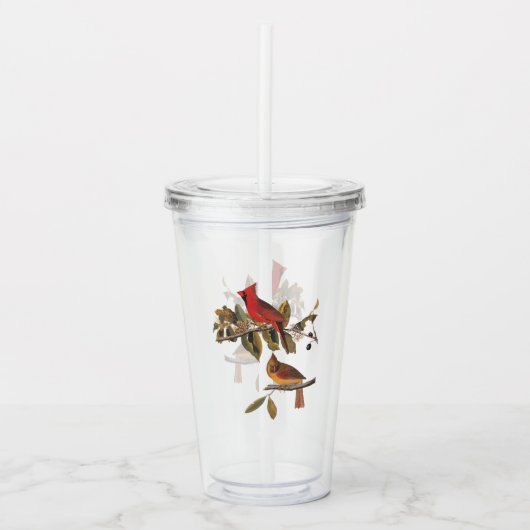 Audubon Kardinal Pair in Wild-Almond-Tree Acryltrinkbecher (Vorderseite)