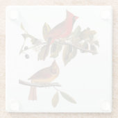 Audubon Kardinal Pair in Wild-Almond-Tree Glasuntersetzer (Rückseite)