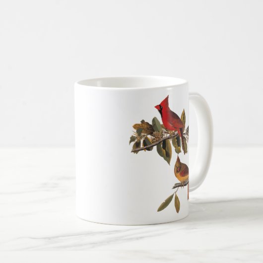 Audubon Kardinal Pair in Wild-Almond-Tree Kaffeetasse (VorderseiteRechts)