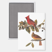 Audubon Kardinal Pair in Wild-Almond-Tree Magnet (Vorderseite/Rückseite)