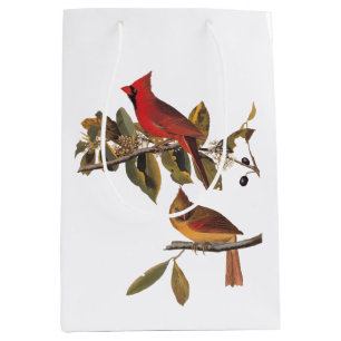 Audubon Kardinal Pair in Wild-Almond-Tree Mittlere Geschenktüte