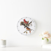 Audubon Kardinal Pair in Wild-Almond-Tree Runde Wanduhr (Zuhause)
