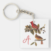 Audubon Kardinal Pair in Wild-Almond-Tree Schlüsselanhänger (Vorderseite)