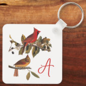 Audubon Kardinal Pair in Wild-Almond-Tree Schlüsselanhänger (Rückseite)