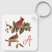 Audubon Kardinal Pair in Wild-Almond-Tree Schlüsselanhänger (Rückseite)