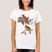 Audubon Kardinal Pair in Wild-Almond-Tree T-Shirt (Vorderseite)