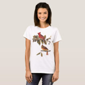 Audubon Kardinal Pair in Wild-Almond-Tree T-Shirt (Vorne ganz)