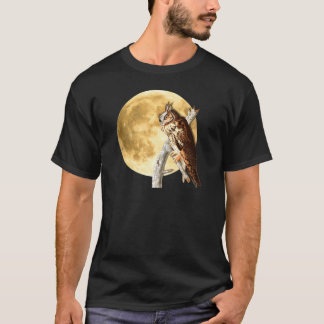 Audubon Lang-ohriges Eulen-Mond-Shirt Halloween T-Shirt