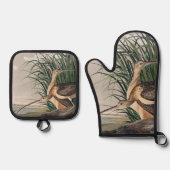 Audubon Long Billed Curlew Bird Ofenhandschuh & Topflappen-Set (Vorderseite)