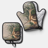 Audubon Long Billed Curlew Bird Ofenhandschuh & Topflappen-Set (Vorderseite/Rückseite)