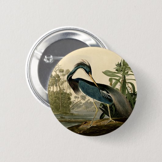 Audubon Louisiana Heron Birds America Art Button (Vorne & Hinten)