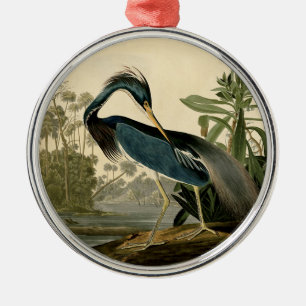 Audubon Louisiana Reiher Vögel Amerika Kunst Silbernes Ornament