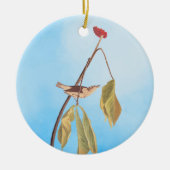 Audubon Louisiana Wasserdrossel mit Blume Keramik Ornament (Vorne)