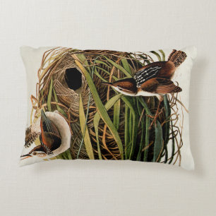 Audubon Marsh Wren Bird Art Dekokissen