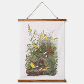 Audubon Meadowlark Botanische Print Wandteppich Mit Holzrahmen