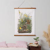 Audubon Meadowlark Botanische Print Wandteppich Mit Holzrahmen (Schlafzimmer)