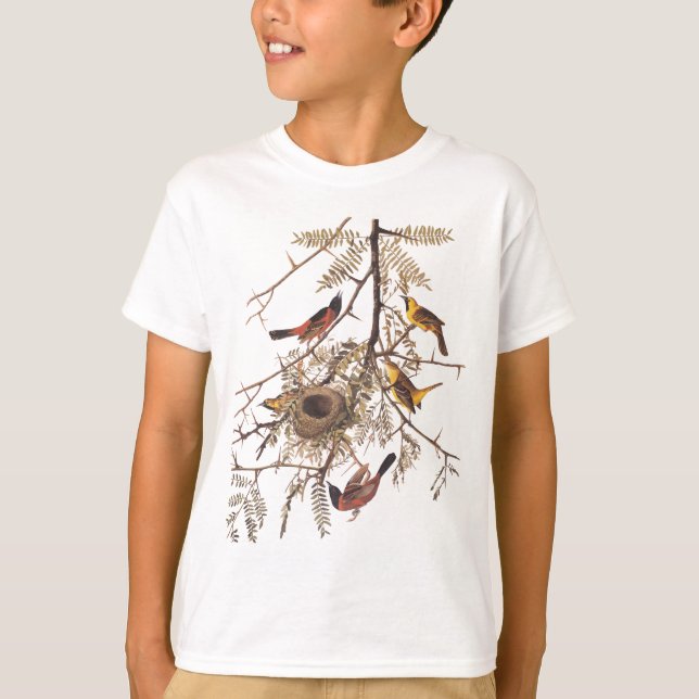 Audubon Orchard Oriole Bird in Honey Locust Tree T-Shirt (Vorderseite)