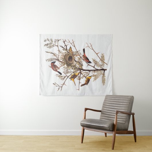 Audubon Orchard Oriole in Honey Locust Wandteppich (Beispiel (Horizontal))