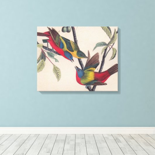 Audubon Painted Bunting Bird Wildlife Leinwanddruck (Insitu (Holzboden))