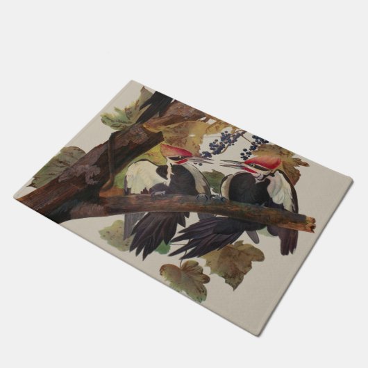 Audubon Pileated Woodpecker Bird Malerei Fußmatte (Schrägansicht)