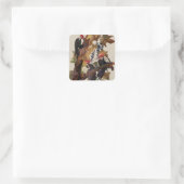 Audubon Pileated Woodpecker Bird Malerei Quadratischer Aufkleber (Tasche)