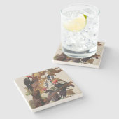 Audubon Pileated Woodpecker Bird Malerei Steinuntersetzer (Seitenansicht)