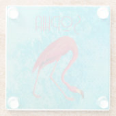 Audubon Pink Flamingo auf Blue Watercolor Glasuntersetzer (Rückseite)