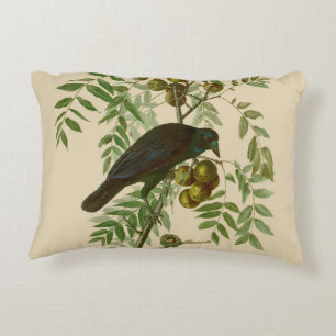 Audubon Purple Grackle Vogel Druck Vintage Botanik Dekokissen