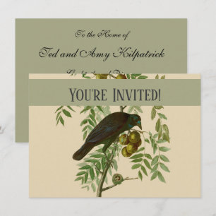 Audubon Purple Grackle Vogel Druck Vintage Botanik Einladung
