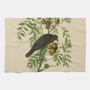 Audubon Purple Grackle Vogel Druck Vintage Botanik Geschirrtuch