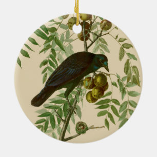 Audubon Purple Grackle Vogel Druck Vintage Botanik Keramik Ornament
