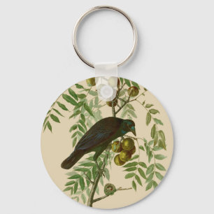 Audubon Purple Grackle Vogel Druck Vintage Botanik Schlüsselanhänger