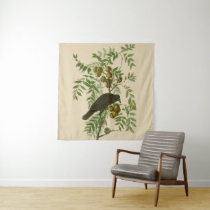 Audubon Purple Grackle Vogel Druck Vintage Botanik Wandteppich