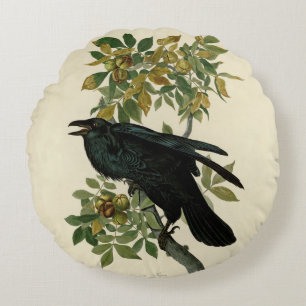 Audubon Raven Bird Classic Artwork Rundes Kissen