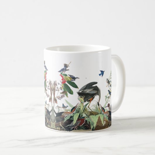 Audubon Reiher-Vogel-Collagen-Tier-Tier-Tasse Kaffeetasse (VorderseiteRechts)