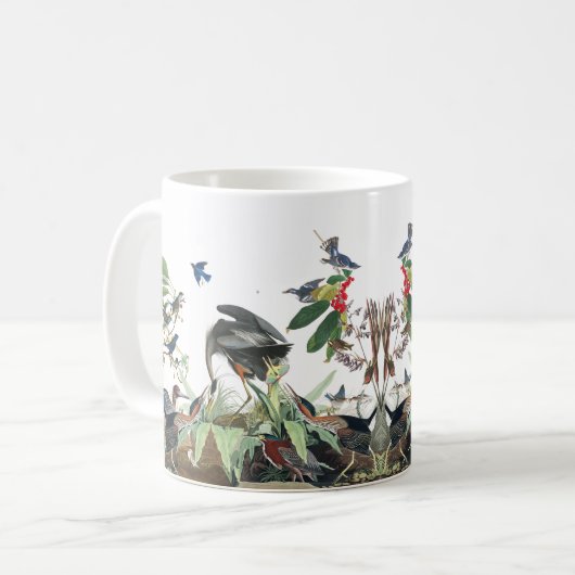 Audubon Reiher-Vogel-Collagen-Tier-Tier-Tasse Kaffeetasse (Vorderseite Links)