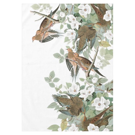 Audubon Schildkröte-Tauben-Vogel-Blumen-Tischdecke Tischdecke (Vorderseite)