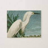 Audubon Snowy Heron White Egret Bird Puzzle (Horizontal)